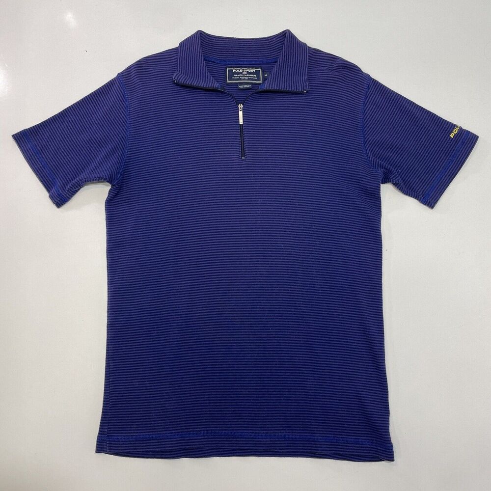 VTG 90’s Ralph Lauren Polo Sport Men’s Purple Stripe 1/4 Zip Rugby Shirt Size M
